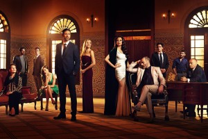 TYRANT - Pictured: (L-R) Salim Daw as Yussef, Mehdi Dehbi as Abdul, Noah Silver as Sammy, Ashraf Barhom as Jamal, Moran Atias as Leila, Jennifer Finnigan as Molly, Adam Rayner as Barry, Anne Winters as Emma, Justin Kirk as John Tucker, Fares Fares as Fauzi, Alice Krige as Amira. CR: Matthias Clamer/FX